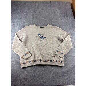 Field and Stream Mens Bird Embroidered Knit Sweater Granola Cabin Outdoors XL?